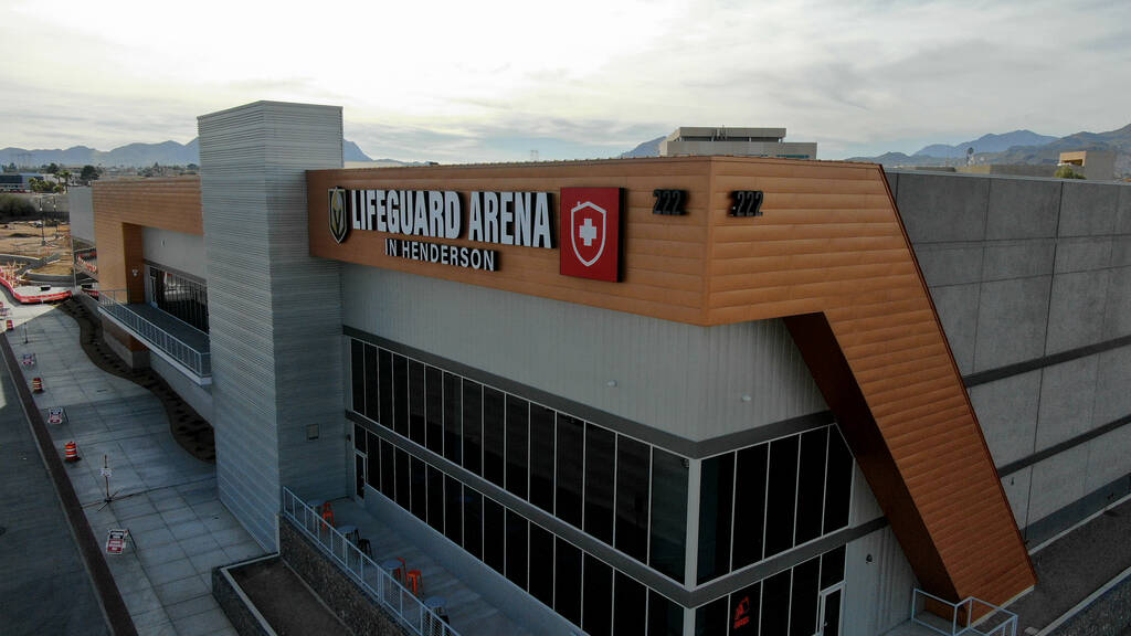 An aerial photo of the 120,000-square-foot Lifeguard Arena in downtown Henderson, training faci ...