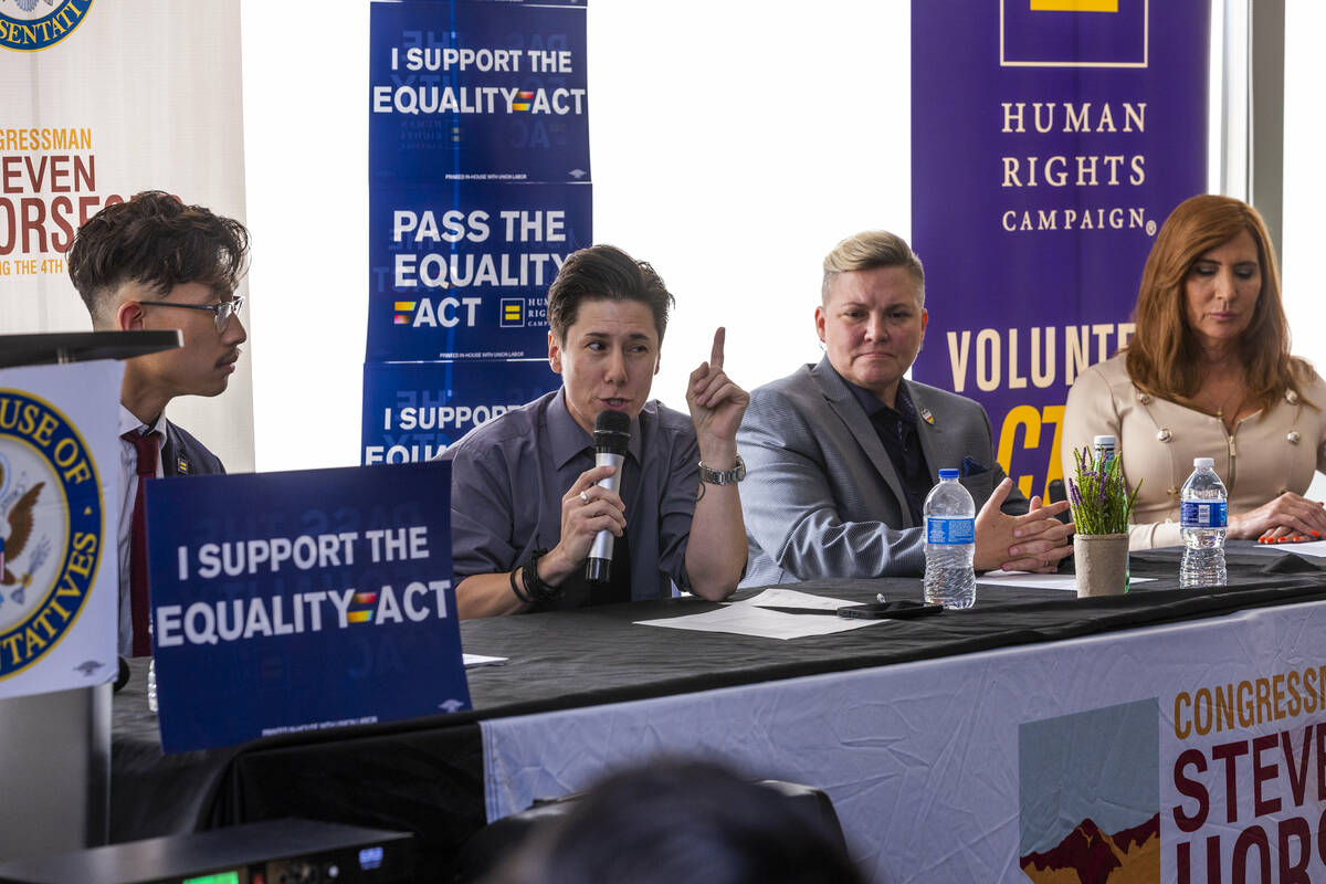 Sy Bernabei, director of operations for Gender Justice Nevada, speaks about the reintroduction ...