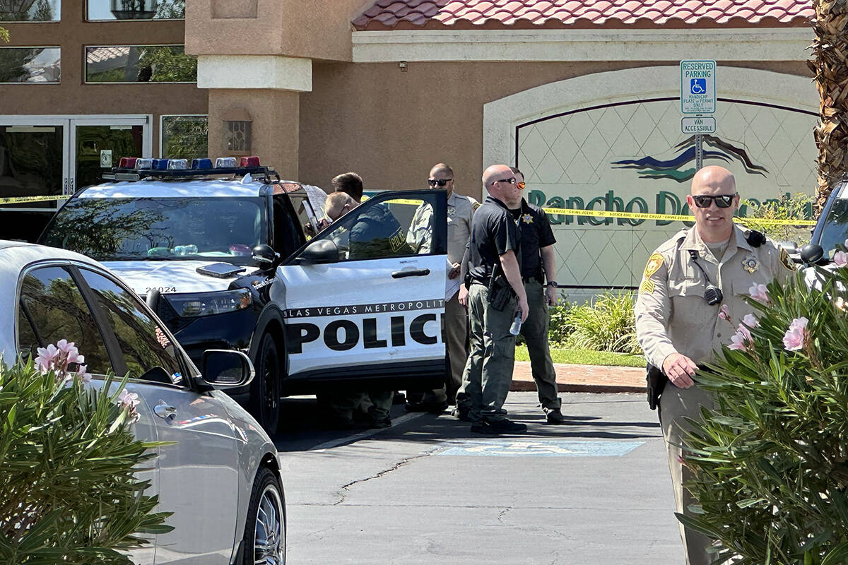 Police investigate after three people were found dead at the Rancho De Montana apartment comple ...