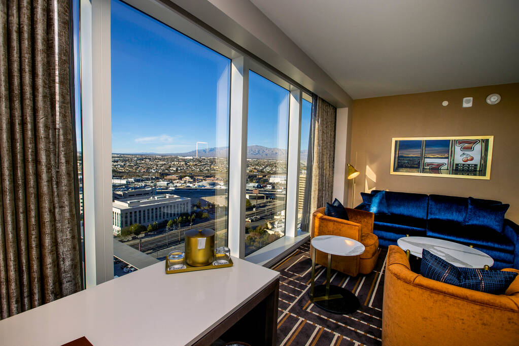 A Corner King Suite at Circa offers a mountain view on Friday, Dec. 18, 2020, in Las Vegas. (L. ...