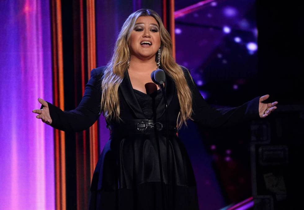 Kelly Clarkson presents the icon award at the iHeartRadio Music Awards on Monday, March 27, 202 ...