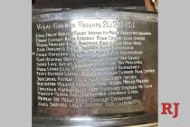 The Stanley Cup was engraved with 52 names from the Knights’ championship team, joining the 2 ...