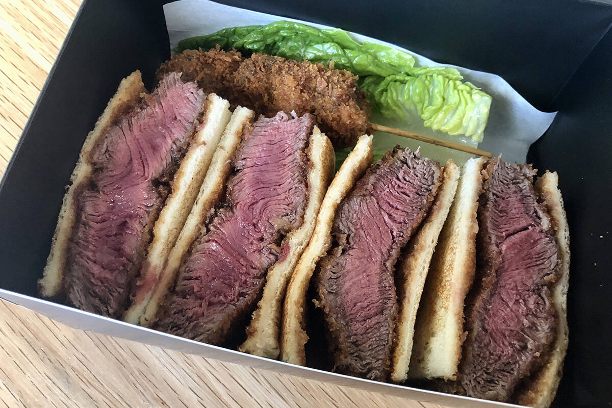 A standard filet mignon sandwich, for $40, from Uno Katsu Sando, a project of Pullman Bakery in ...