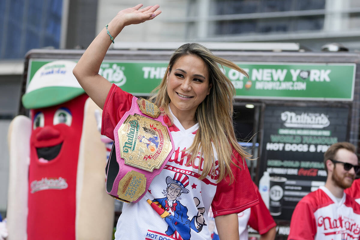 Competitive eater Miki Sudo attends a weigh-in ceremony before the Nathan's Famous July Fourth ...