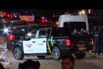 Police arrive on the scene of a deadly shooting late Monday, July 3, 2023 in Forth Worth, Texas ...