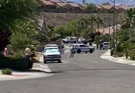 Henderson police investigate a murder-suicide Tuesday, July 4, 2023, on the 2000 block of Peppe ...
