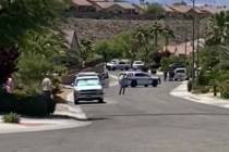 Henderson police investigate a murder-suicide Tuesday, July 4, 2023, on the 2000 block of Peppe ...