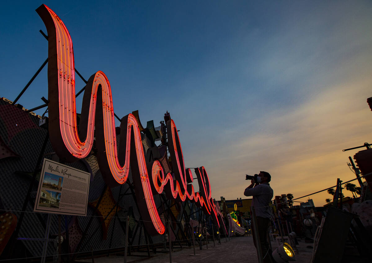 The Moulin Rouge sign has been reilluminated at the Neon Museum. (Chase Stevens/Las Vegas Revie ...