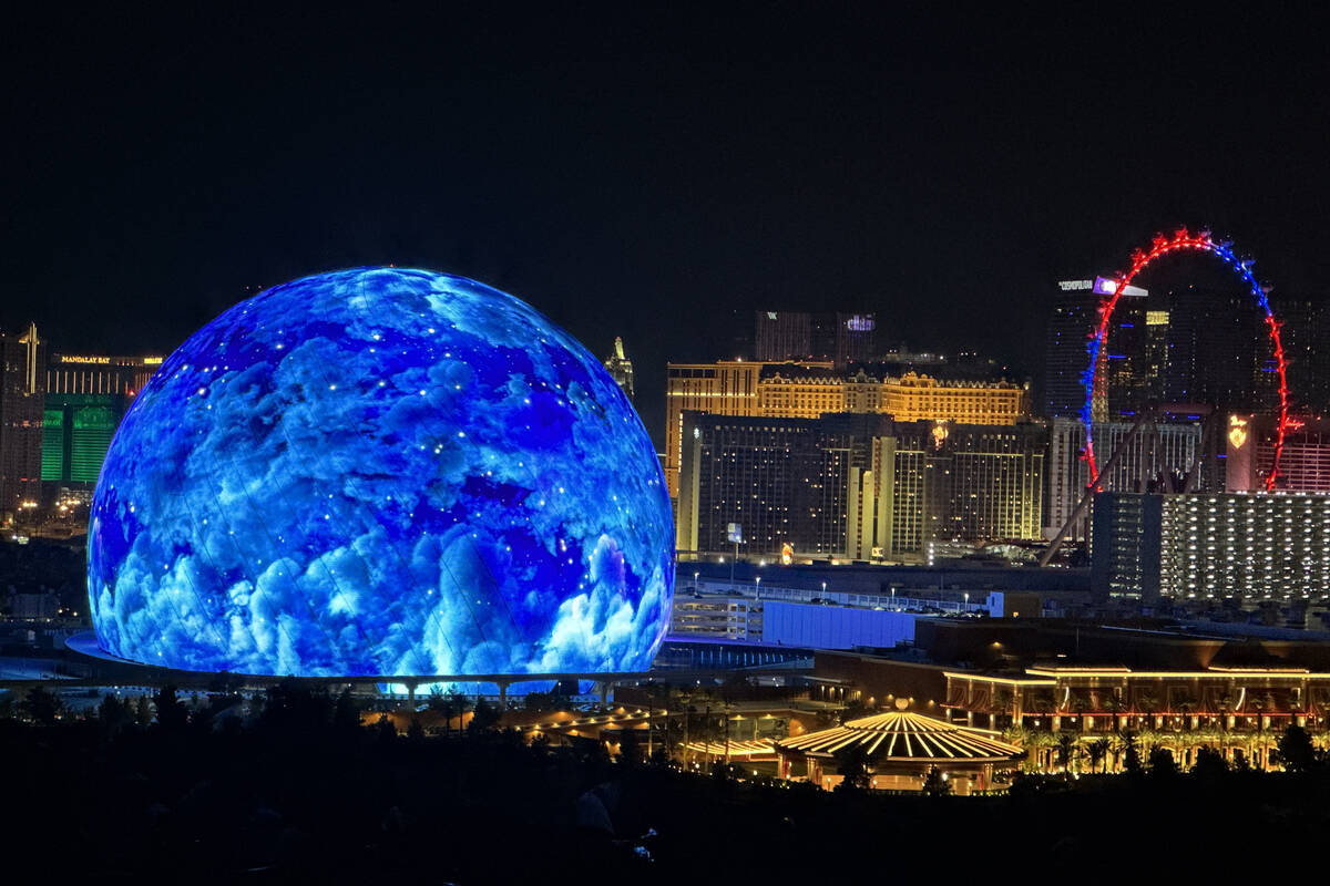 The MSG Sphere illuminates the Las Vegas skyline with a dazzling display to celebrate Independe ...