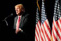 Former President Donald Trump speaks during an event with Joe Lombardo, then-Republican candida ...