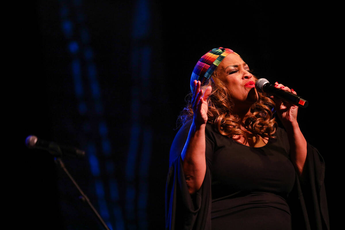 Singer Michelle Johnson performs at the Michael Grimm Benefit of Love at the Silverton Casino i ...