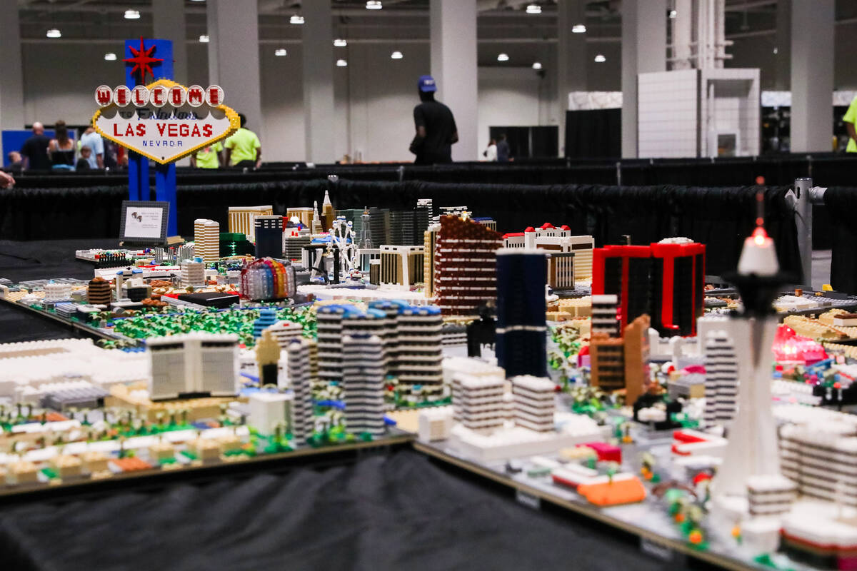 A complete LEGO replica of the Las Vegas Strip is made to scale by Lorren Loveless, as seen at ...