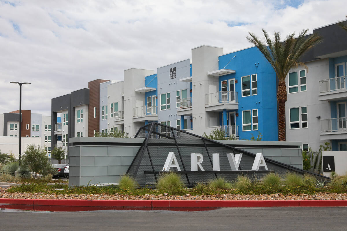 The entrance to the Ariva Luxury Residences off of South Las Vegas boulevard, as seen on F ...