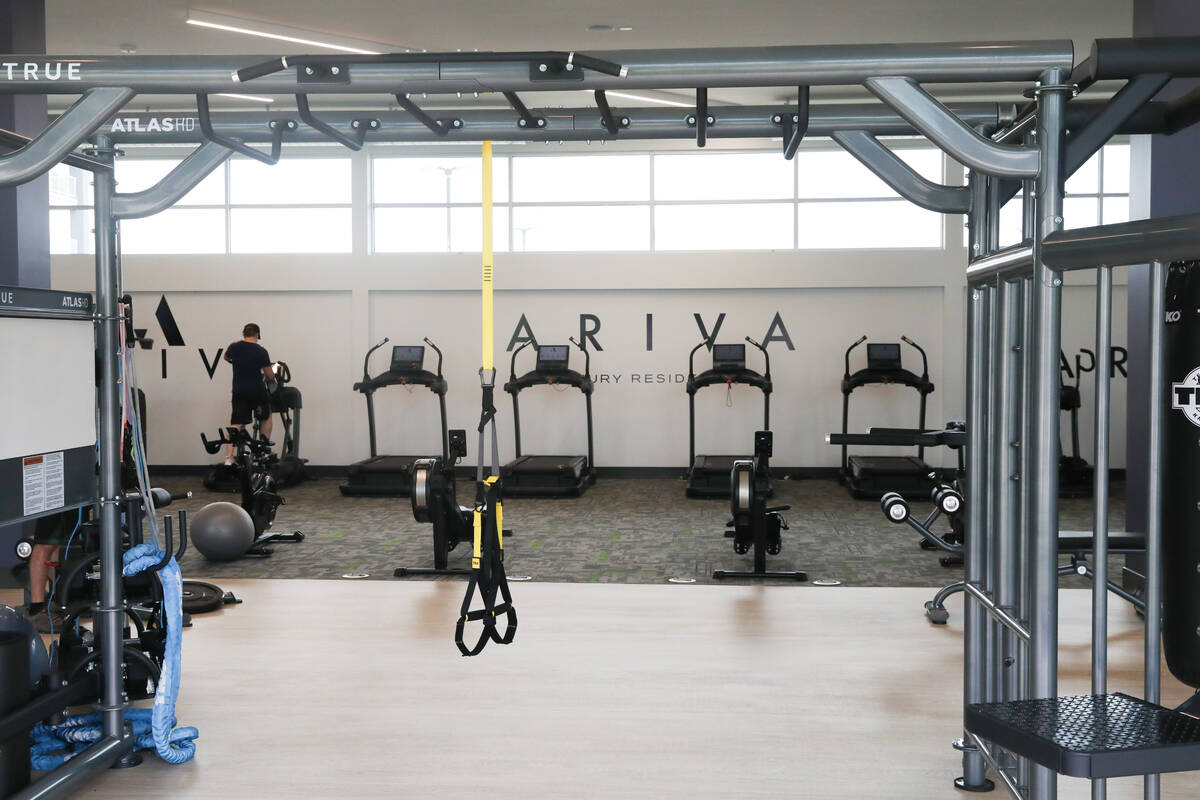 A resident utilizes the workout room at the Ariva Luxury Residences on Friday, June 16, 2023, i ...