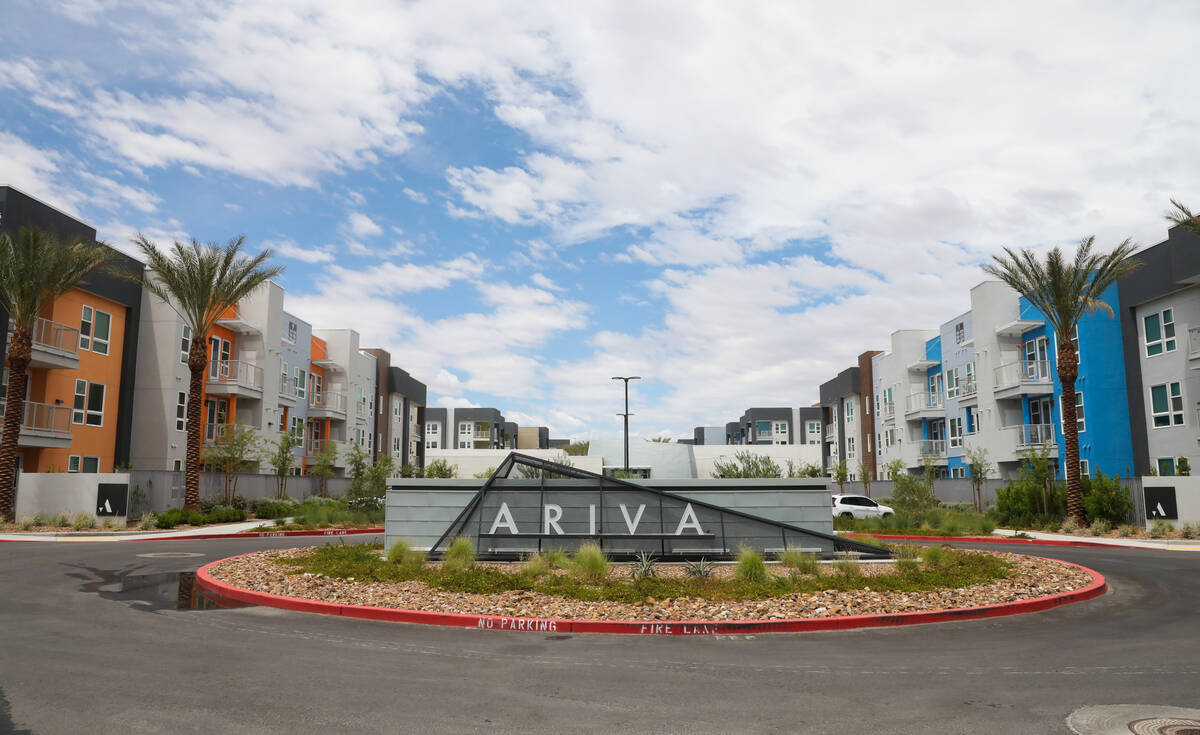 The entrance to the Ariva Luxury Residences off of South Las Vegas boulevard, as seen on Friday ...