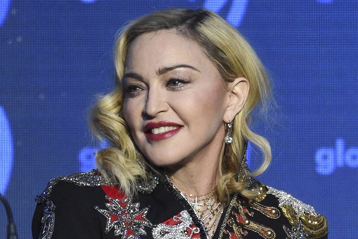 FILE - Madonna appears at the 30th annual GLAAD Media Awards in New York on May 4, 2019, in New ...