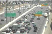 The 215 Beltway eastbound was down to one lane between Eastern Avenue and St. Rose Parkway afte ...