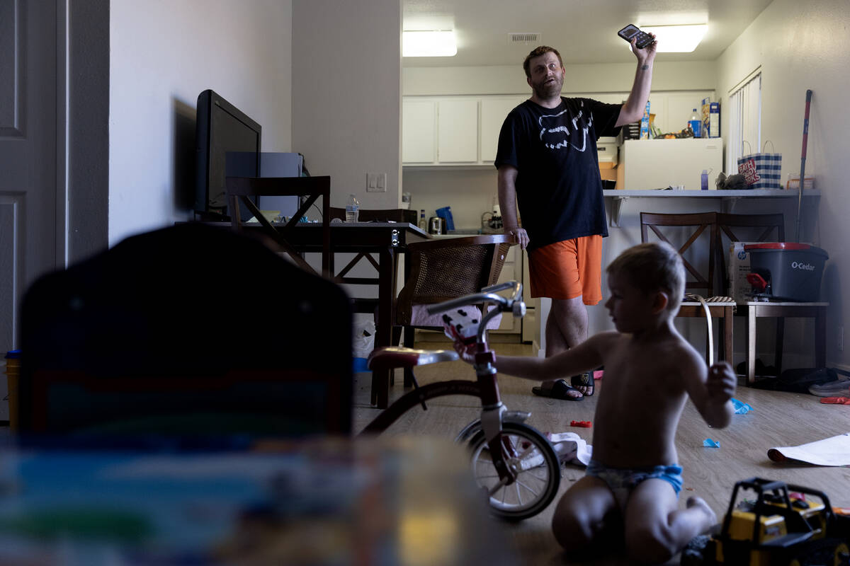 Justin Phillips, whose apartment was destroyed in a June 6 fire at the Tides on Charleston, exp ...