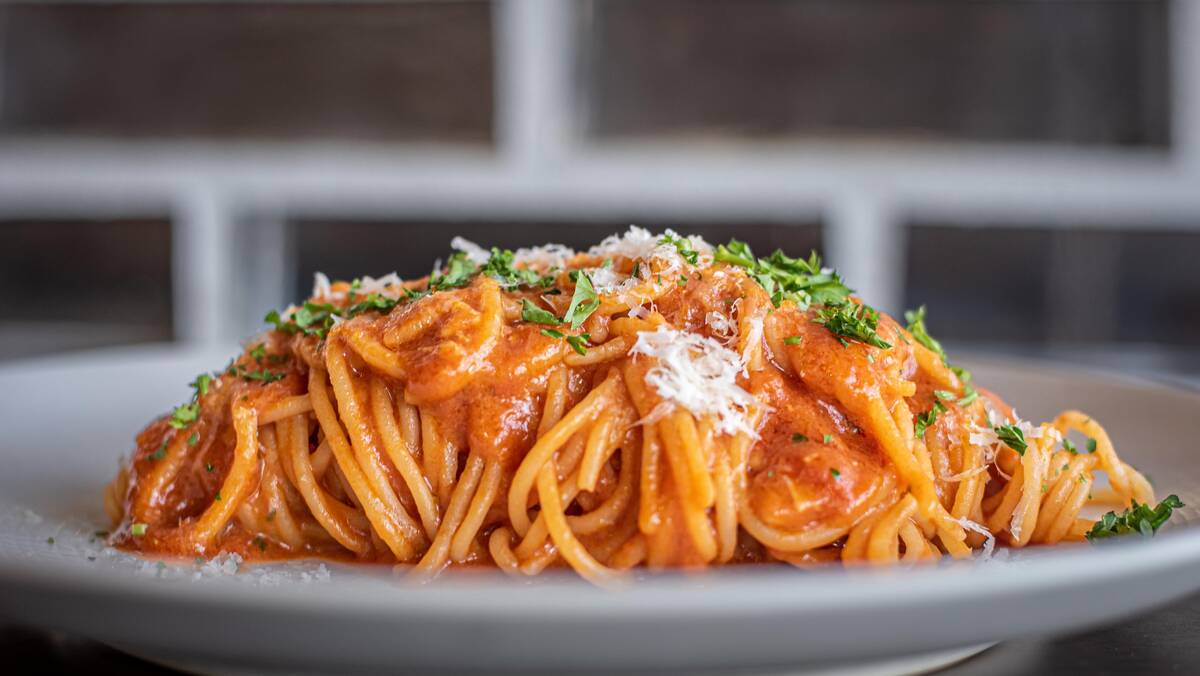 Spicy tomato spaghetti from the lunch menu at 1228 Main, opened in June 2023 at 1228 Main St. i ...