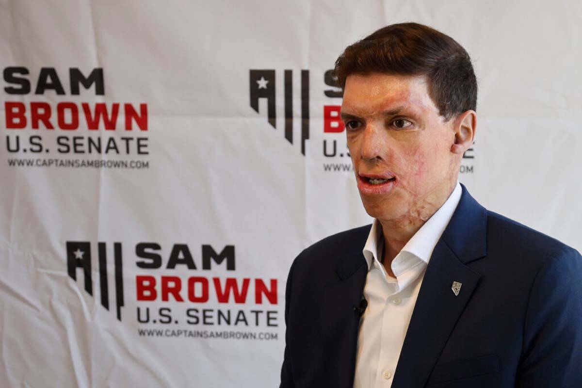 Army veteran Sam Brown speaks to the Las Vegas Review-Journal on Tuesday, July 11, 2023, in Las ...
