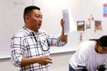 Clark High School teacher Charlie Tang wraps up geometry class Tuesday, April 24, 2018. K.M. Ca ...