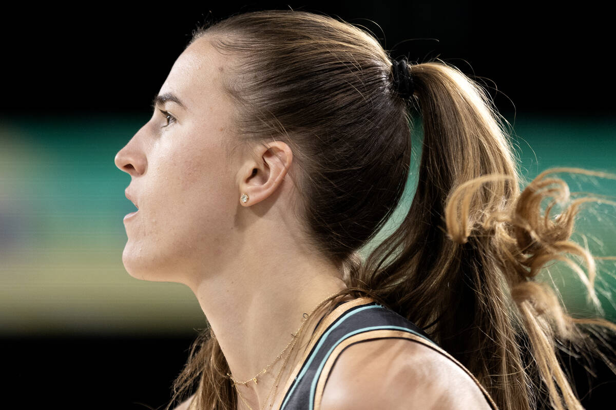New York Liberty guard Sabrina Ionescu competes during the WNBA All-Star three-point contest at ...