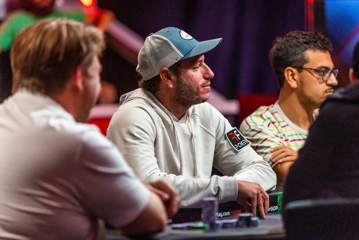 Daniel Weinman watches the action of other players during Day 7 at the World Series of Poker Ma ...