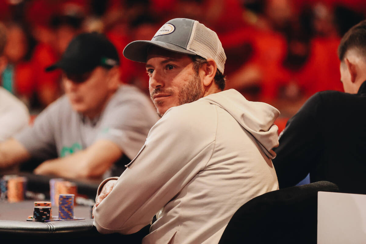 Daniel Weinman looks over his shoulder during the $10,000 buy-in No-limit Hold’em World ...
