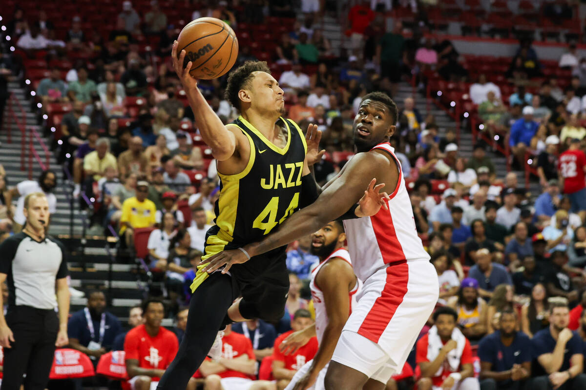 Utah Jazz guard Colbey Ross (44) passes the ball during an NBA Summer League game at the Thomas ...