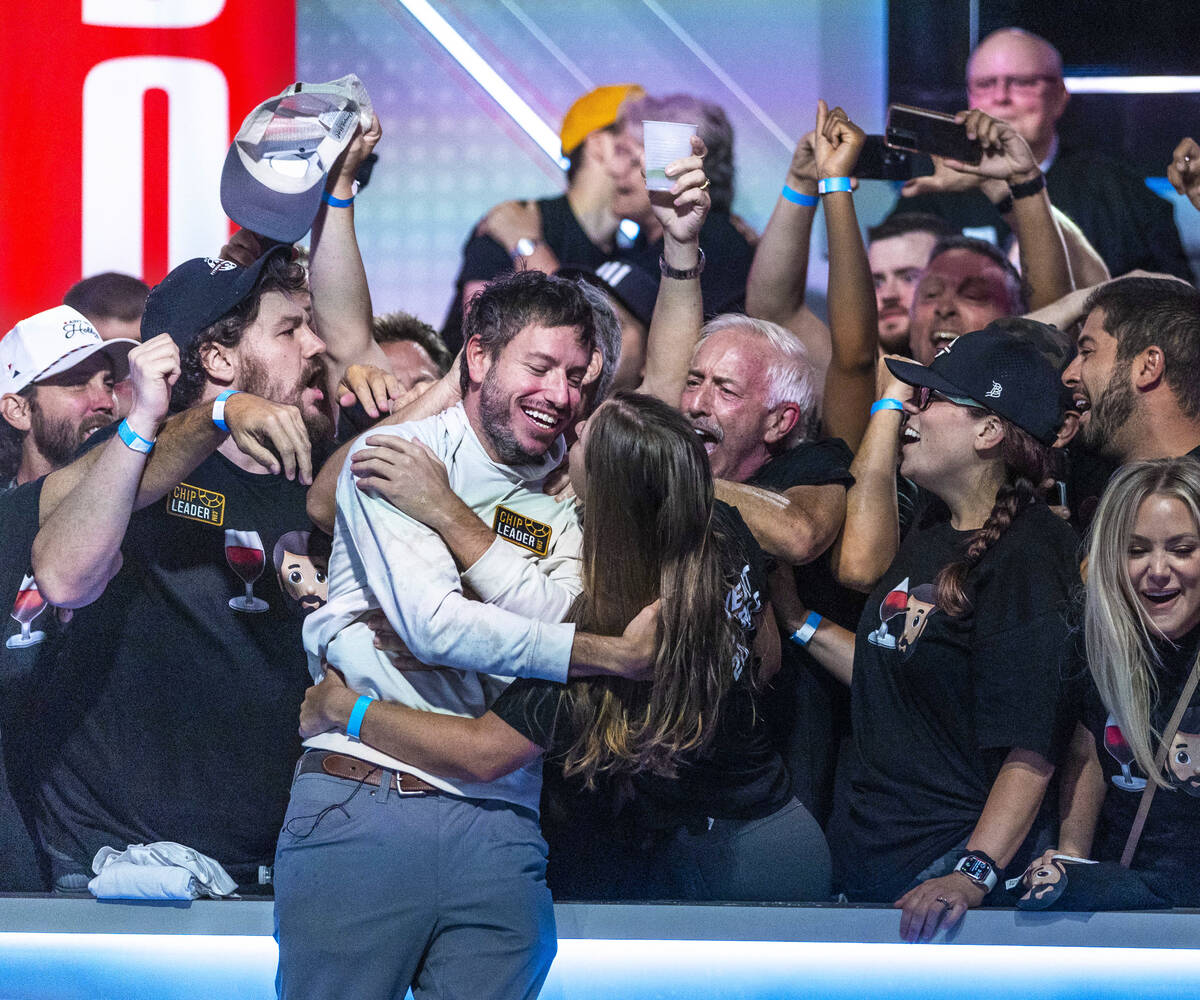 Daniel Weinman is congratulated by his supporters after winning the World Series of Poker Main ...