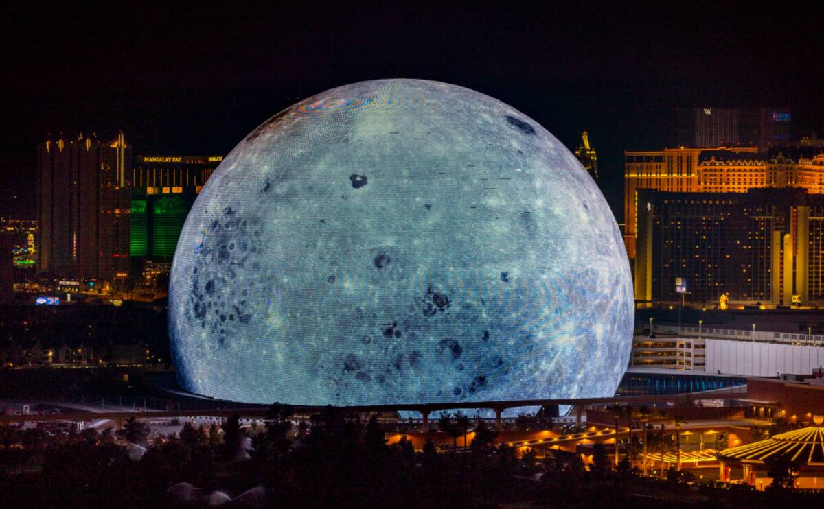 The Sphere illuminates the Las Vegas skyline on Tuesday, July 4, 2023. (L.E. Baskow/Las Vegas R ...