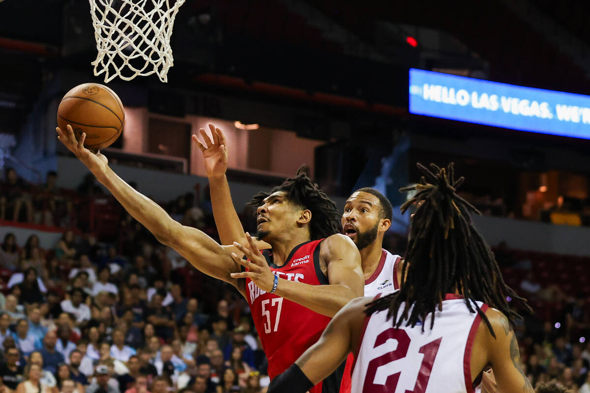 Houston Rockets forward Jermaine Samuels Jr. (57) goes in for a layup during the NBA Summer Lea ...