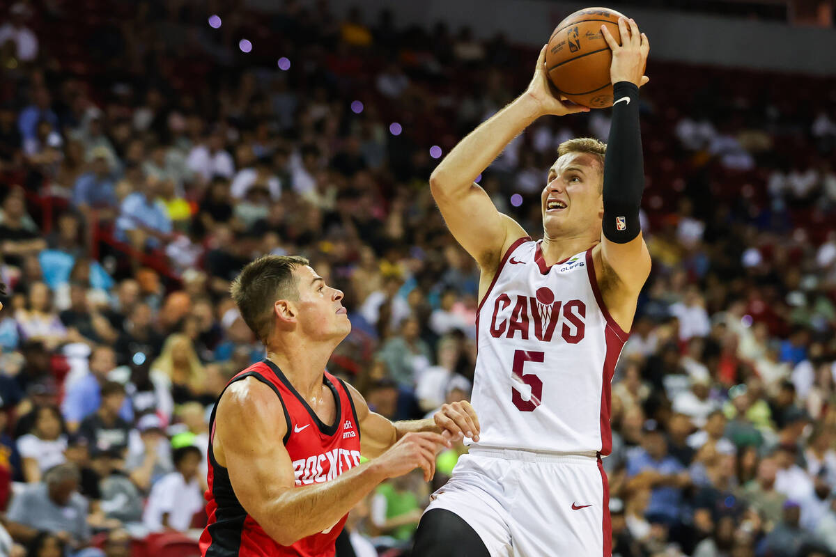 Cleveland Cavaliers guard Sam Merrill (5) shoots the ball during the NBA Summer League champion ...