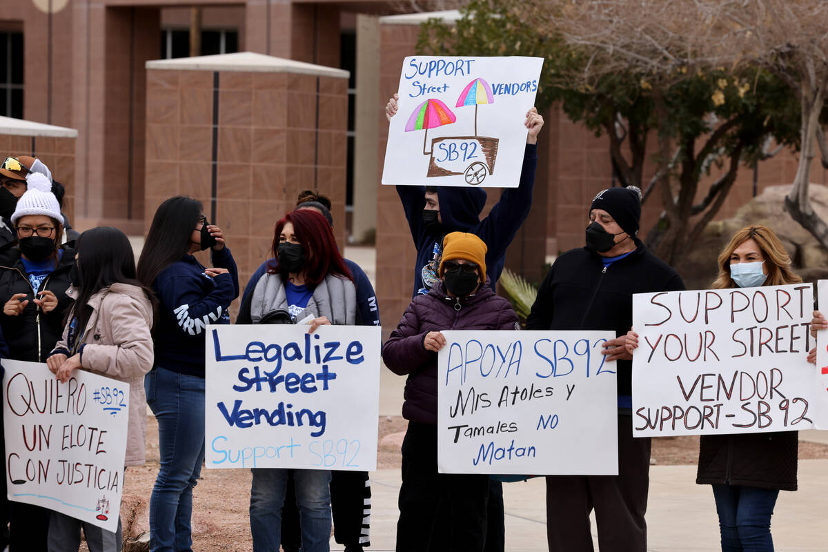 People with Make the Road Nevada gather at the Sawyer Building in Las Vegas Wednesday, March 1, ...