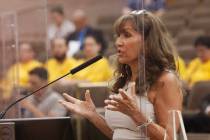 Julie Wignall of Las Vegas speaks during a public meeting of the Las Vegas Valley Water Distric ...