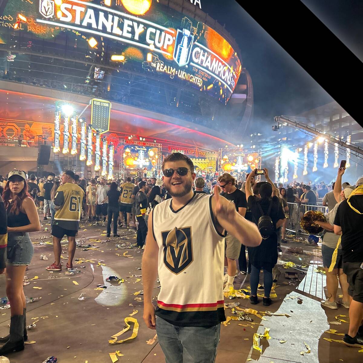 Brandon Farber at the Vegas Golden Knights' Stanley Cup championship parade on June 17, 2023. ( ...