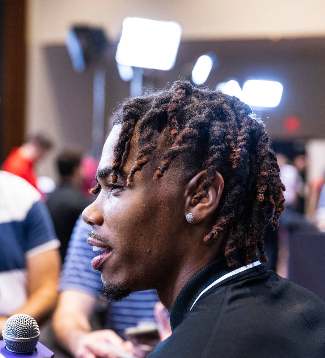 UNLV Rebels quarterback Doug Brumfield speaks to the media during media day at Circa resort and ...