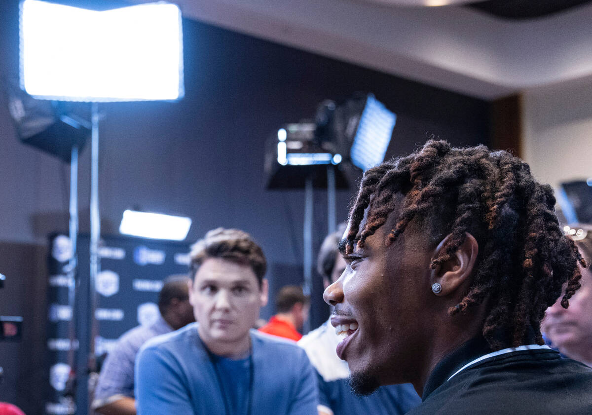 UNLV Rebels quarterback Doug Brumfield speaks to the media during media day at Circa resort and ...