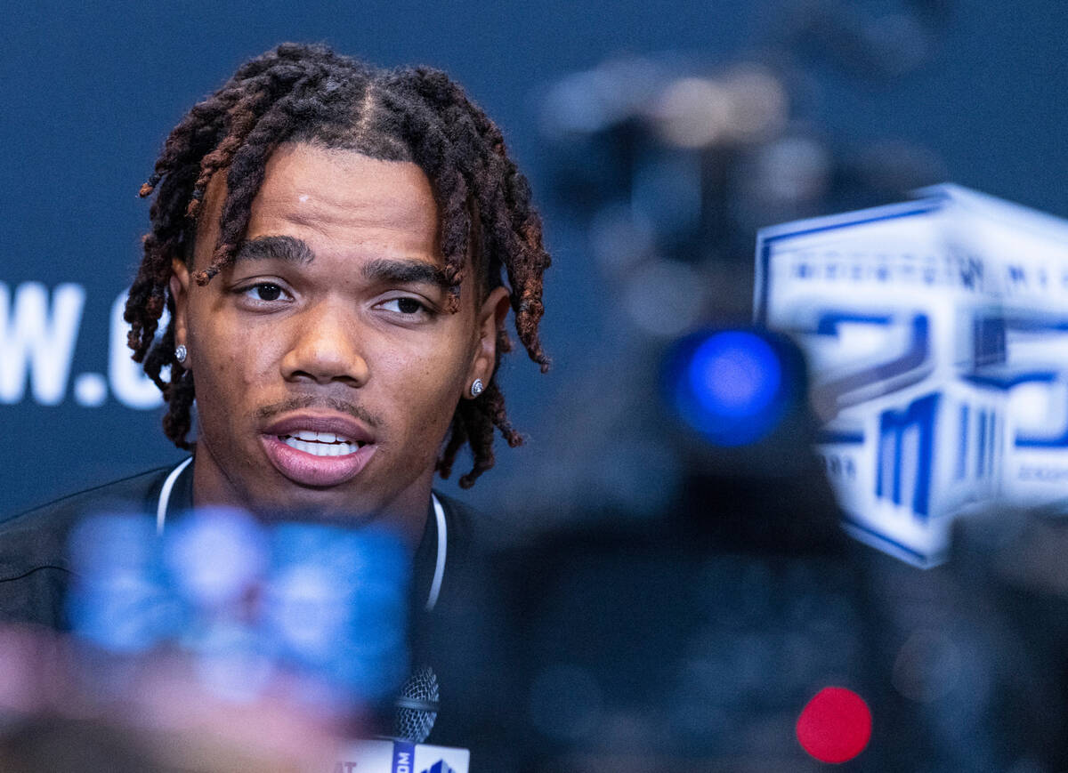 UNLV Rebels quarterback Doug Brumfield speaks to the media during media day at Circa resort and ...