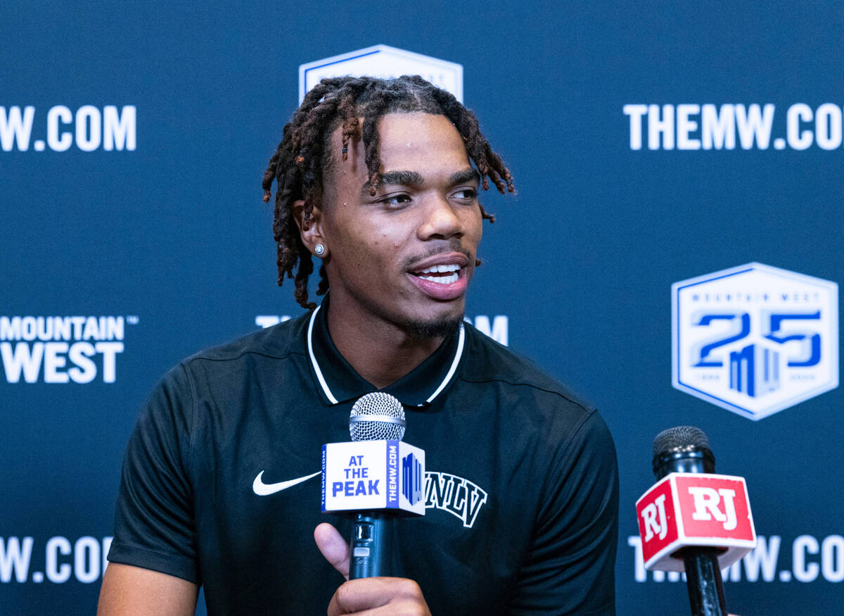 UNLV Rebels quarterback Doug Brumfield speaks to the media during media day at Circa resort and ...