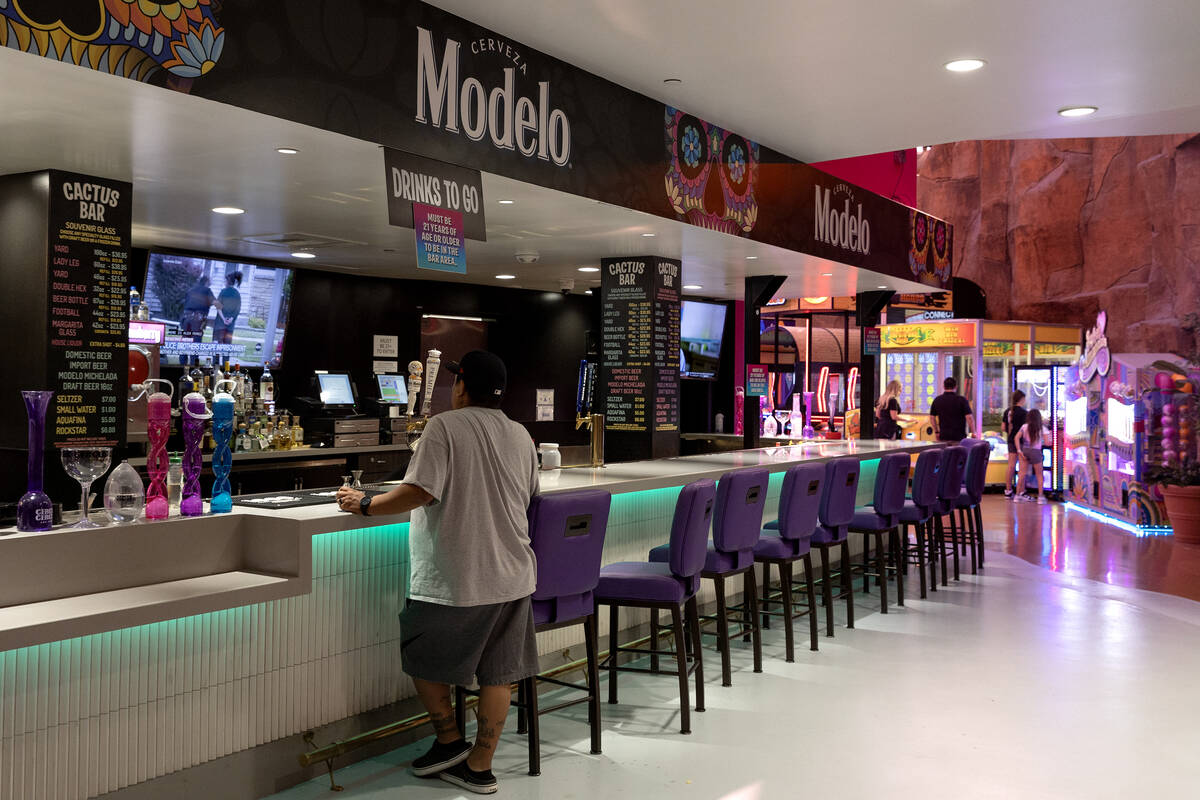 A patron gets a drink at the new Cactus Bar in the Adventuredome at Circus Circus on Wednesday, ...