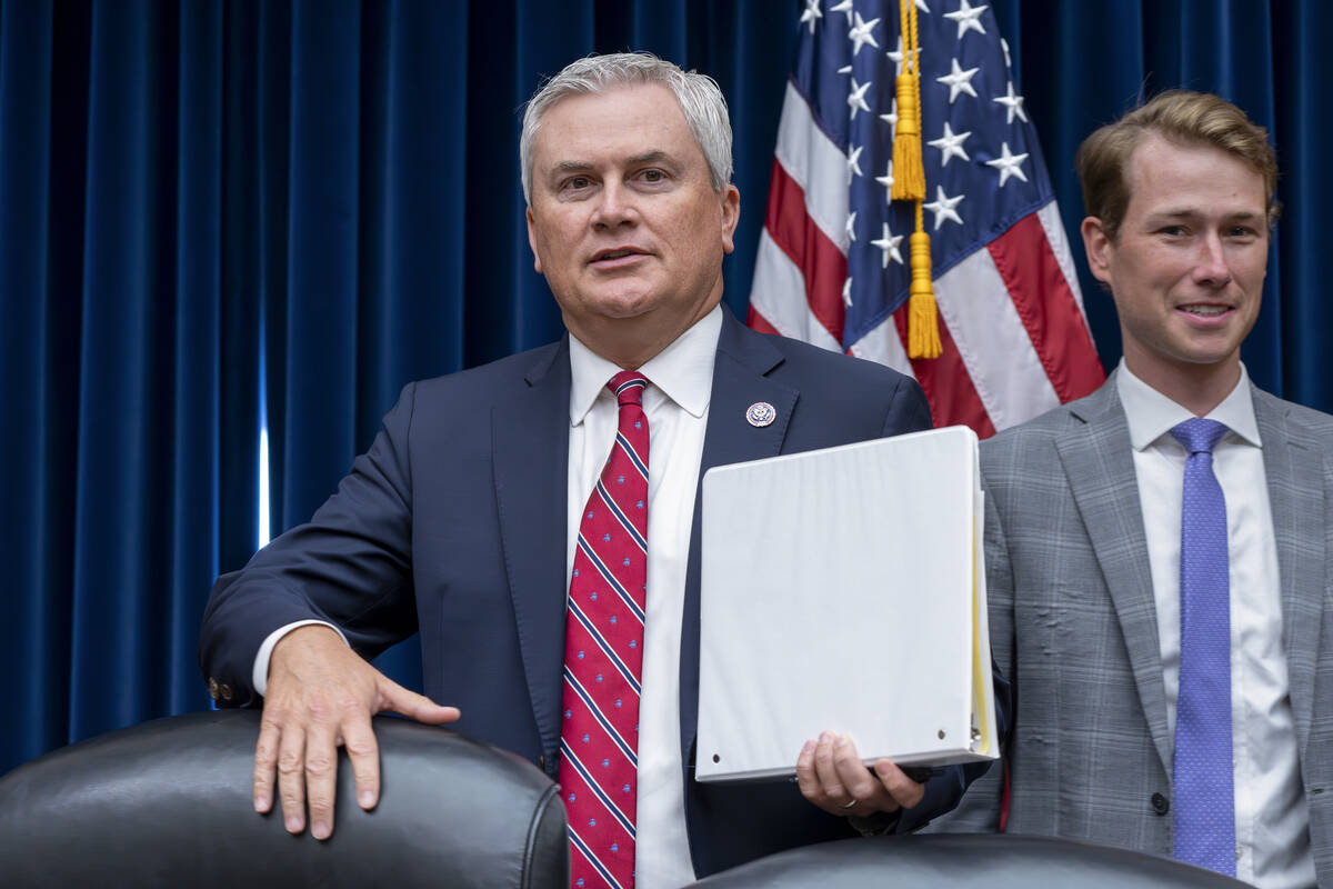 House Oversight and Accountability Committee Chair James Comer, R-Ky., arrives as Republicans p ...
