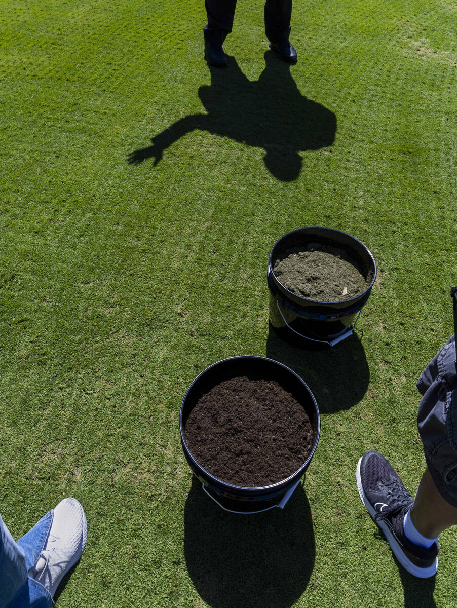 Allegiant Stadium diverts all grass clippings to their on-site composter which contributes to t ...