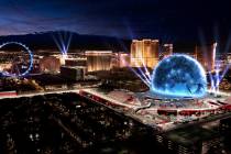 A rendering shows what the MSG Sphere Zone for the Formula One Las Vegas Grand Prix will look l ...