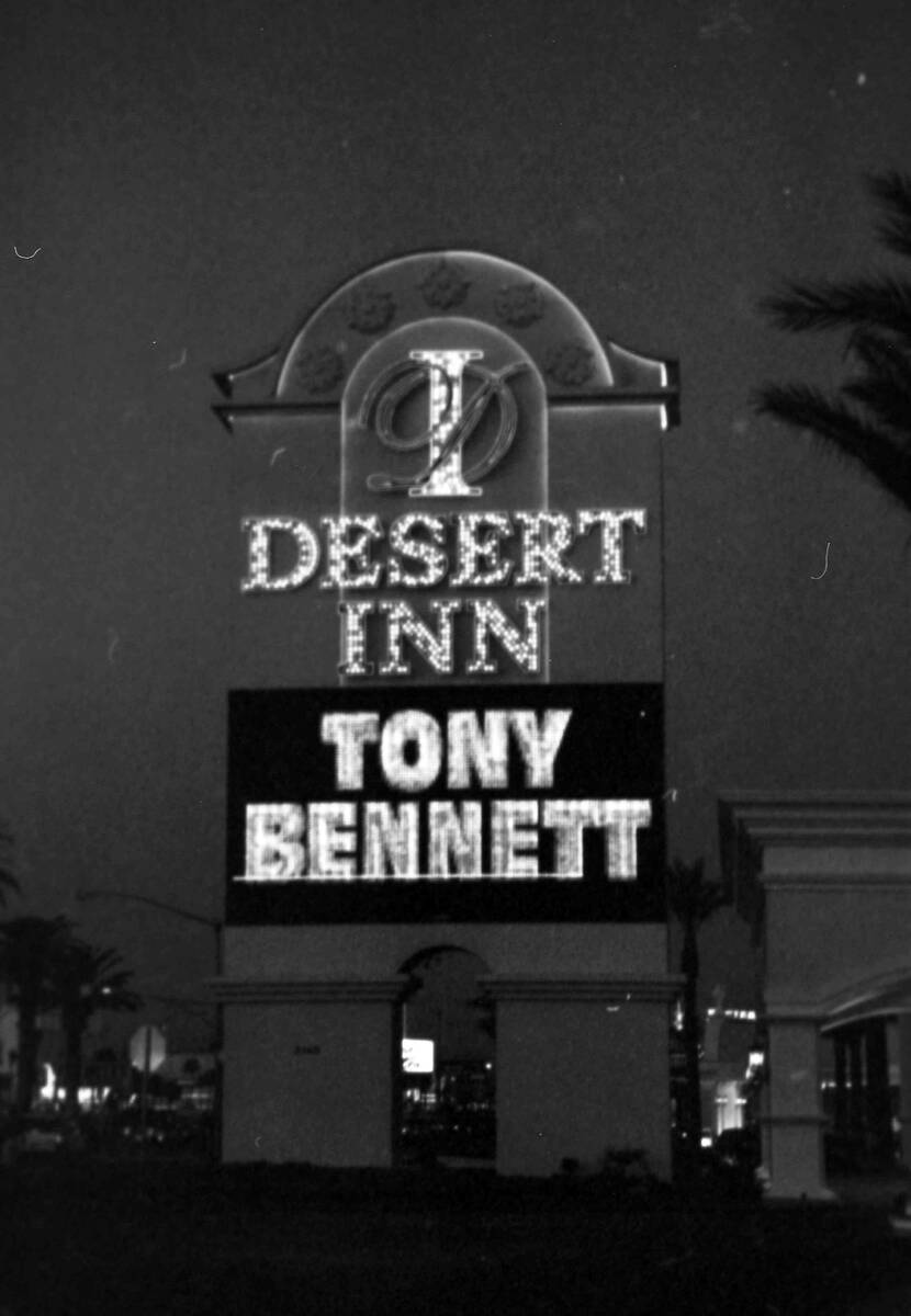 Desert Inn with Tony Bennett on marquee on Dec. 29, 1999, in Las Vegas. (Las Vegas News Bureau)