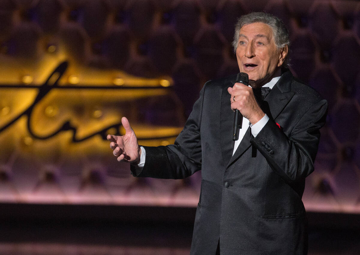 Tony Bennett performs during the Sinatra 100 - An All-Star Grammy concert at The Wynn Las Vegas ...