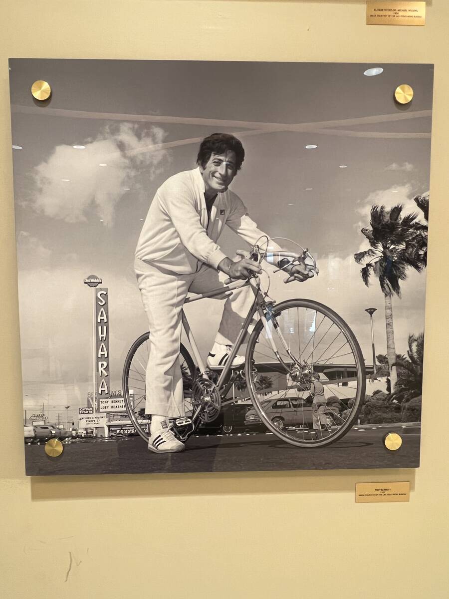 A photo of Tony Bennett on a 10-speed is shown at the Sahara on Saturday, Oct. 8, 2022. (John K ...