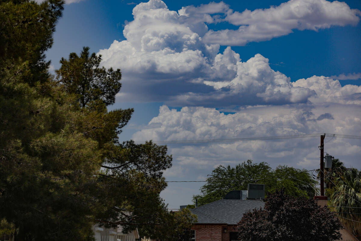 Clouds above downtown Las Vegas on Sunday, July 23, 2023. (Rachel Aston/Las Vegas Review-Journa ...