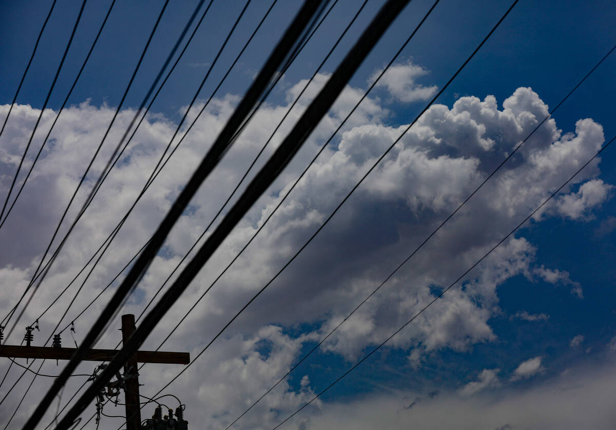 Clouds above downtown Las Vegas on Sunday, July 23, 2023. (Rachel Aston/Las Vegas Review-Journa ...