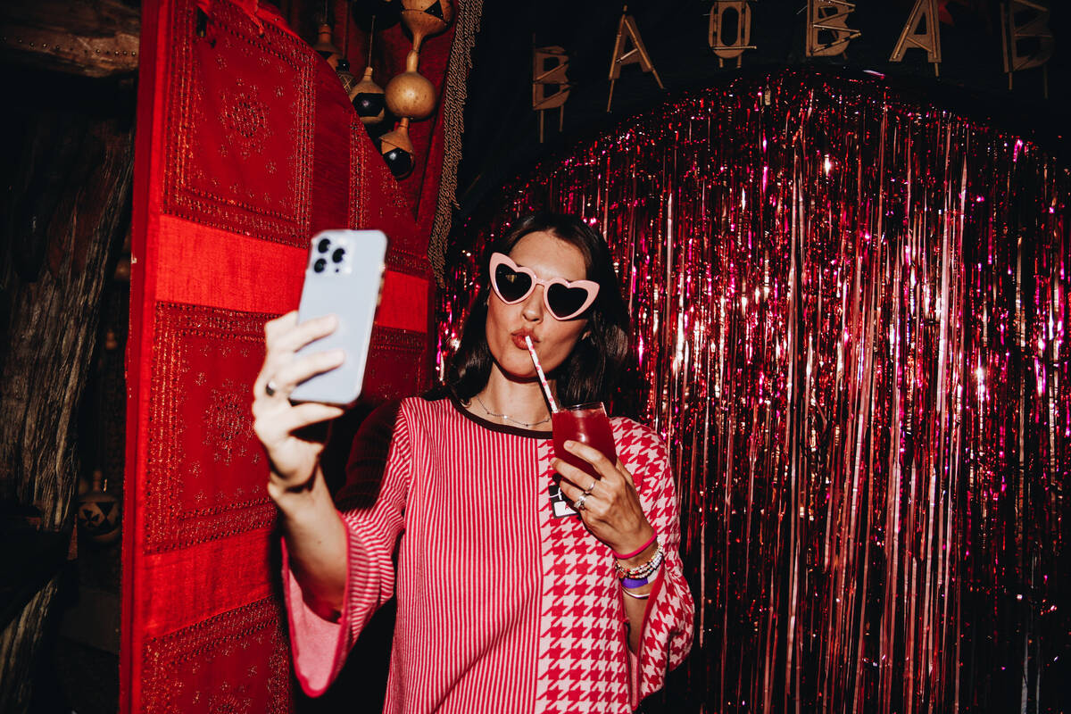 Ashley Crytzer takes a selfie at a Barbie movie premiere party on Thursday, July 20, 2023, at W ...
